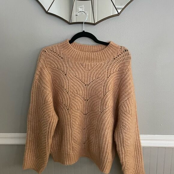 Mango Tan Chunky Knit Sweater Recycled Polyester Size Small - Picture 5 of 10